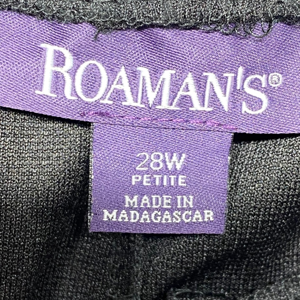 Roamans 28W Petite Black Polyester Elastic Waist Athletic Track Pants - Picture 3 of 12